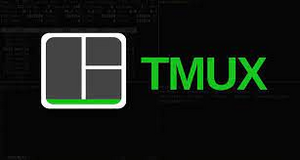 A black background has the words TMUX in green written across it, with a small square split into three boxes/windows.